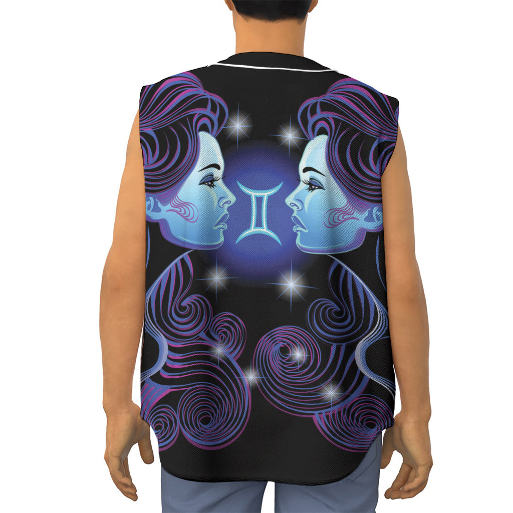 Dark Gemini Zodiac Sign Print Sleeveless Baseball Jersey