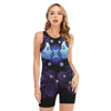 Dark Gemini Zodiac Sign Print Sleeveless One Piece Swimsuit