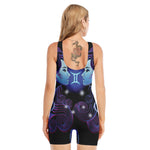 Dark Gemini Zodiac Sign Print Sleeveless One Piece Swimsuit