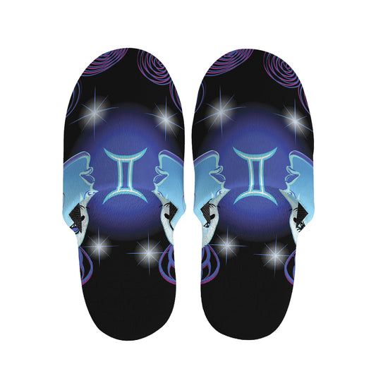 Dark Gemini Zodiac Sign Print Slippers