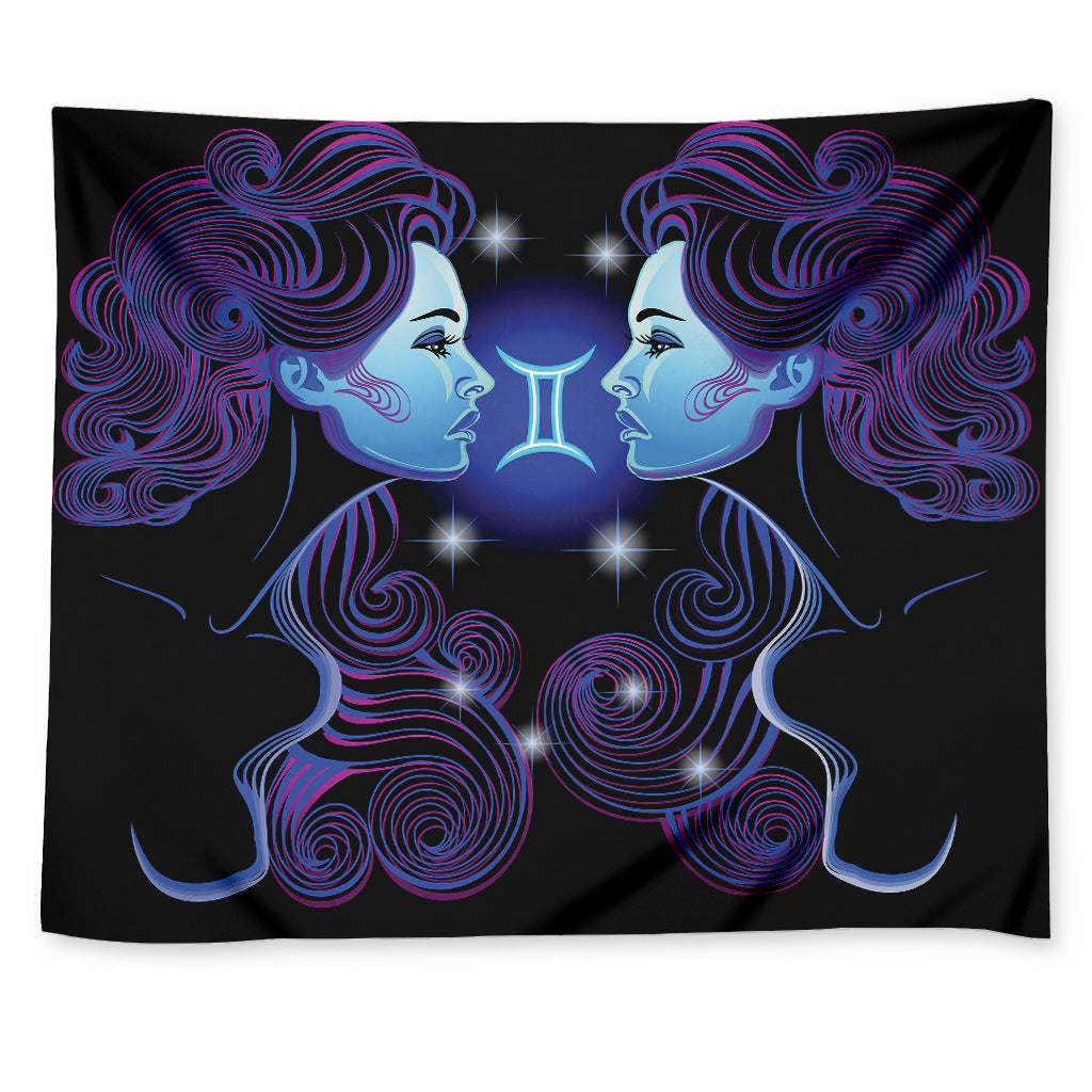 Dark Gemini Zodiac Sign Print Tapestry