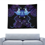 Dark Gemini Zodiac Sign Print Tapestry