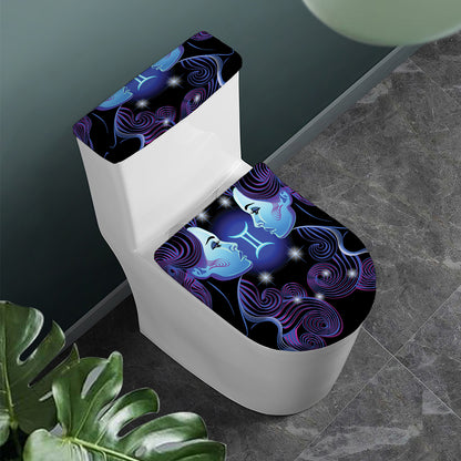 Dark Gemini Zodiac Sign Print Toilet Lid And Tank Cover Set