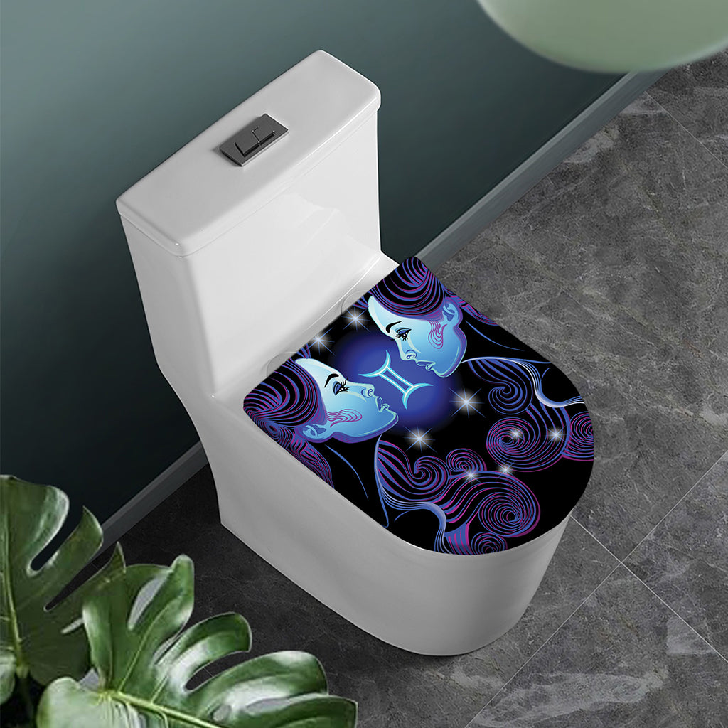 Dark Gemini Zodiac Sign Print Toilet Lid Cover