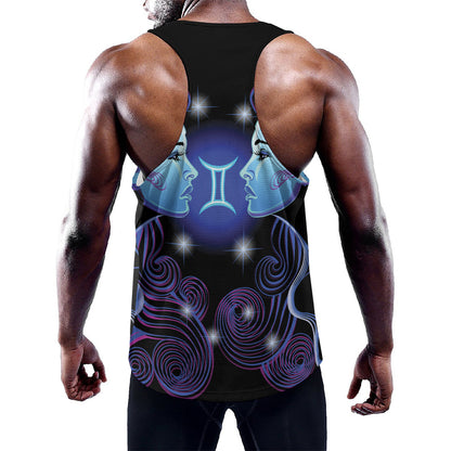 Dark Gemini Zodiac Sign Print Training Tank Top