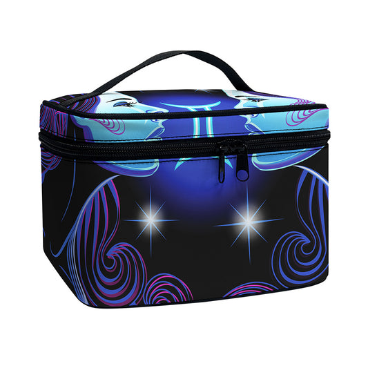 Dark Gemini Zodiac Sign Print Travel Makeup Bag