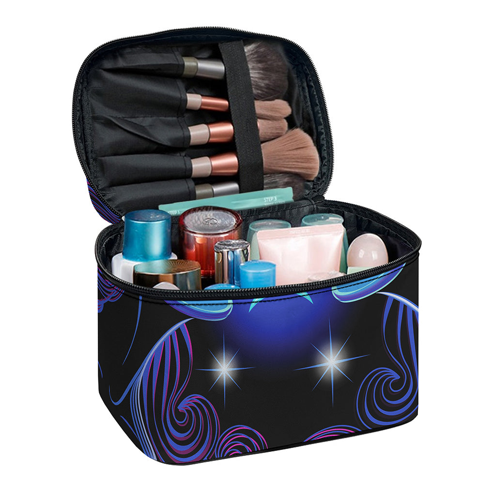 Dark Gemini Zodiac Sign Print Travel Makeup Bag