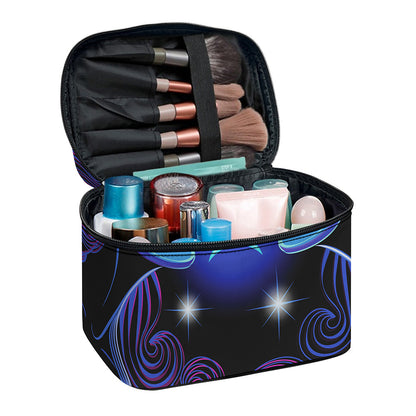 Dark Gemini Zodiac Sign Print Travel Makeup Bag