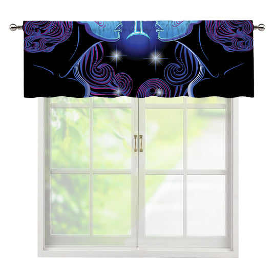 Dark Gemini Zodiac Sign Print Window Valance