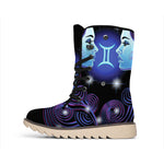 Dark Gemini Zodiac Sign Print Winter Boots