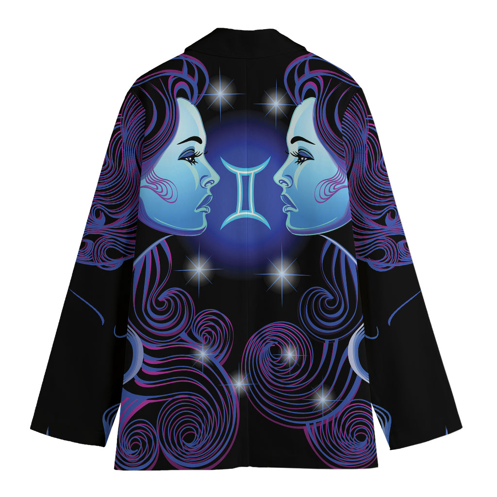 Dark Gemini Zodiac Sign Print Women's Blazer