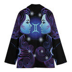 Dark Gemini Zodiac Sign Print Women's Blazer