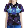 Dark Gemini Zodiac Sign Print Women's Polo Shirt