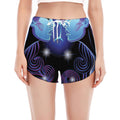 Dark Gemini Zodiac Sign Print Women's Split Running Shorts