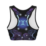 Dark Gemini Zodiac Sign Print Women's Sports Bra