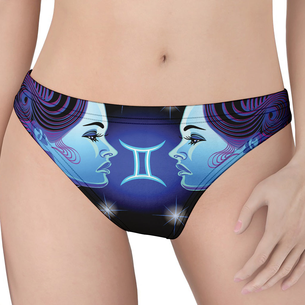 Dark Gemini Zodiac Sign Print Women's Thong