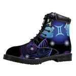 Dark Gemini Zodiac Sign Print Work Boots