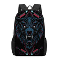 Dark Geometric Wolf Print 17 Inch Backpack