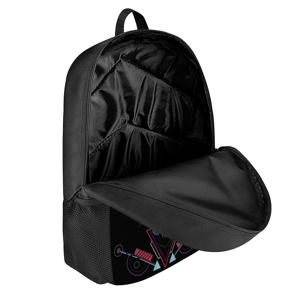 Dark Geometric Wolf Print 17 Inch Backpack
