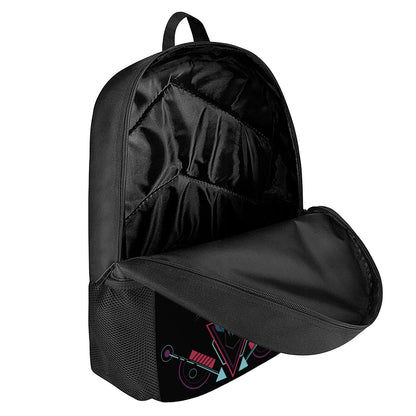 Dark Geometric Wolf Print 17 Inch Backpack