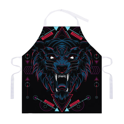 Dark Geometric Wolf Print Adjustable Apron