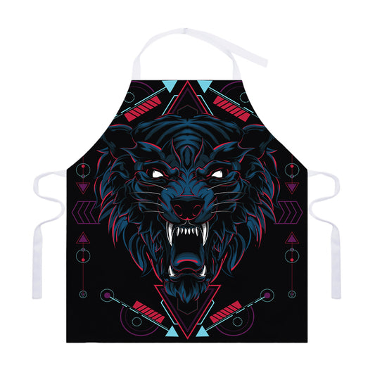 Dark Geometric Wolf Print Adjustable Apron