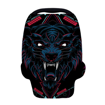 Dark Geometric Wolf Print Baby Seat Cover