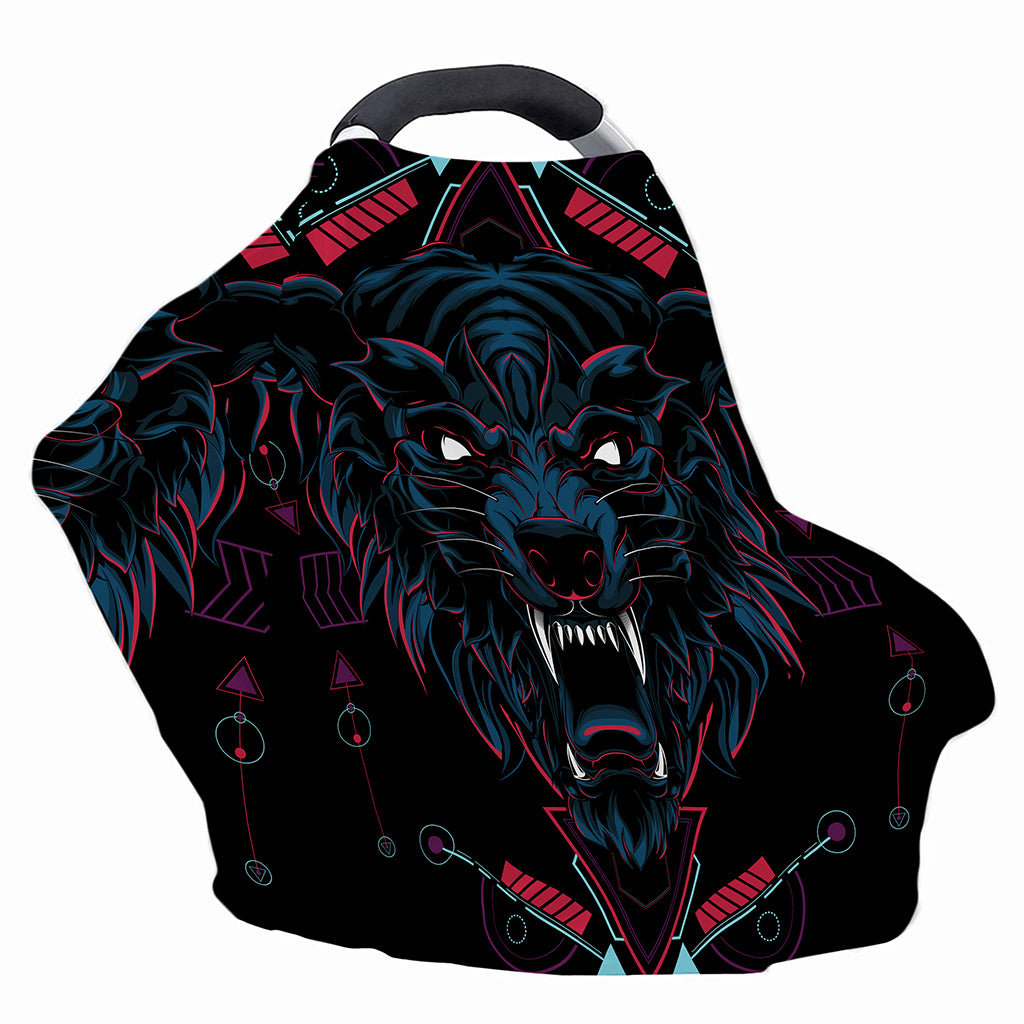 Dark Geometric Wolf Print Baby Seat Cover