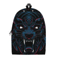 Dark Geometric Wolf Print School Backpack