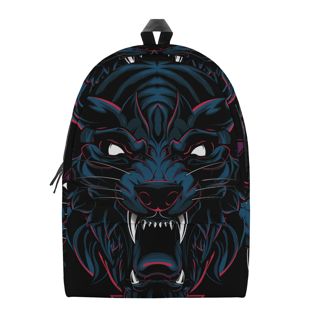 Dark Geometric Wolf Print Backpack