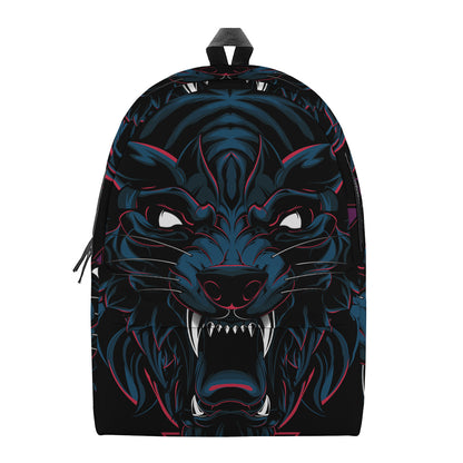 Dark Geometric Wolf Print Backpack
