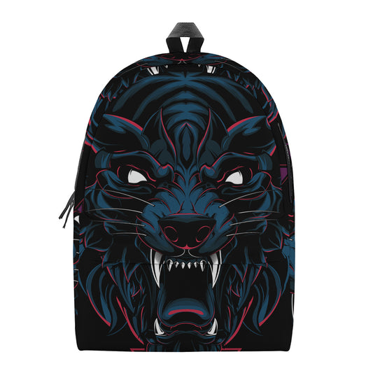 Dark Geometric Wolf Print Backpack