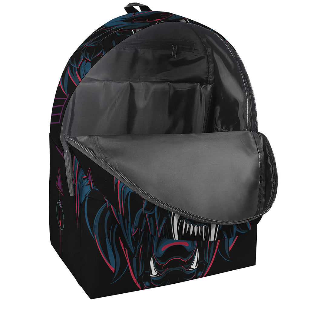 Dark Geometric Wolf Print Backpack
