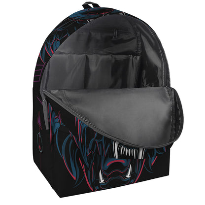 Dark Geometric Wolf Print Backpack