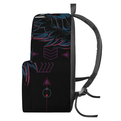 Dark Geometric Wolf Print Backpack