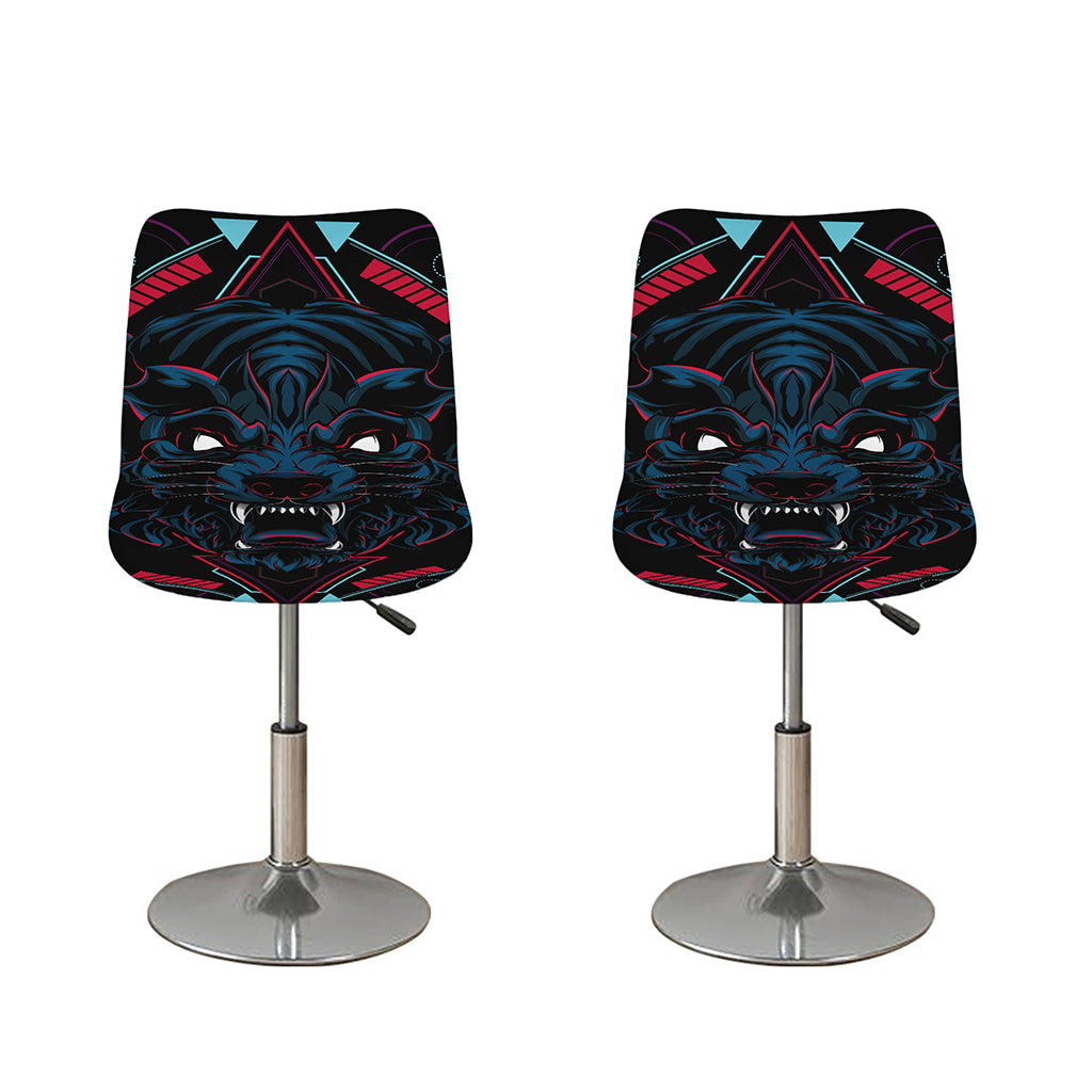 Dark Geometric Wolf Print Bar Stool Covers