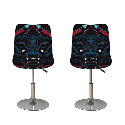Dark Geometric Wolf Print Bar Stool Covers