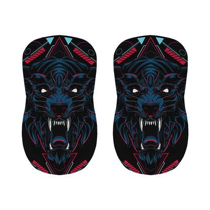 Dark Geometric Wolf Print Bar Stool Covers