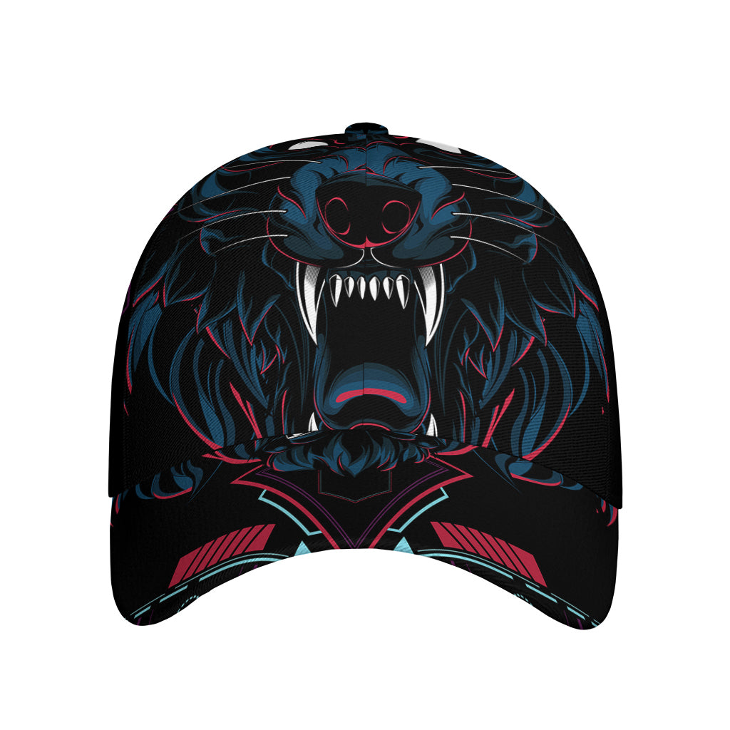 Dark Geometric Wolf Print Baseball Cap
