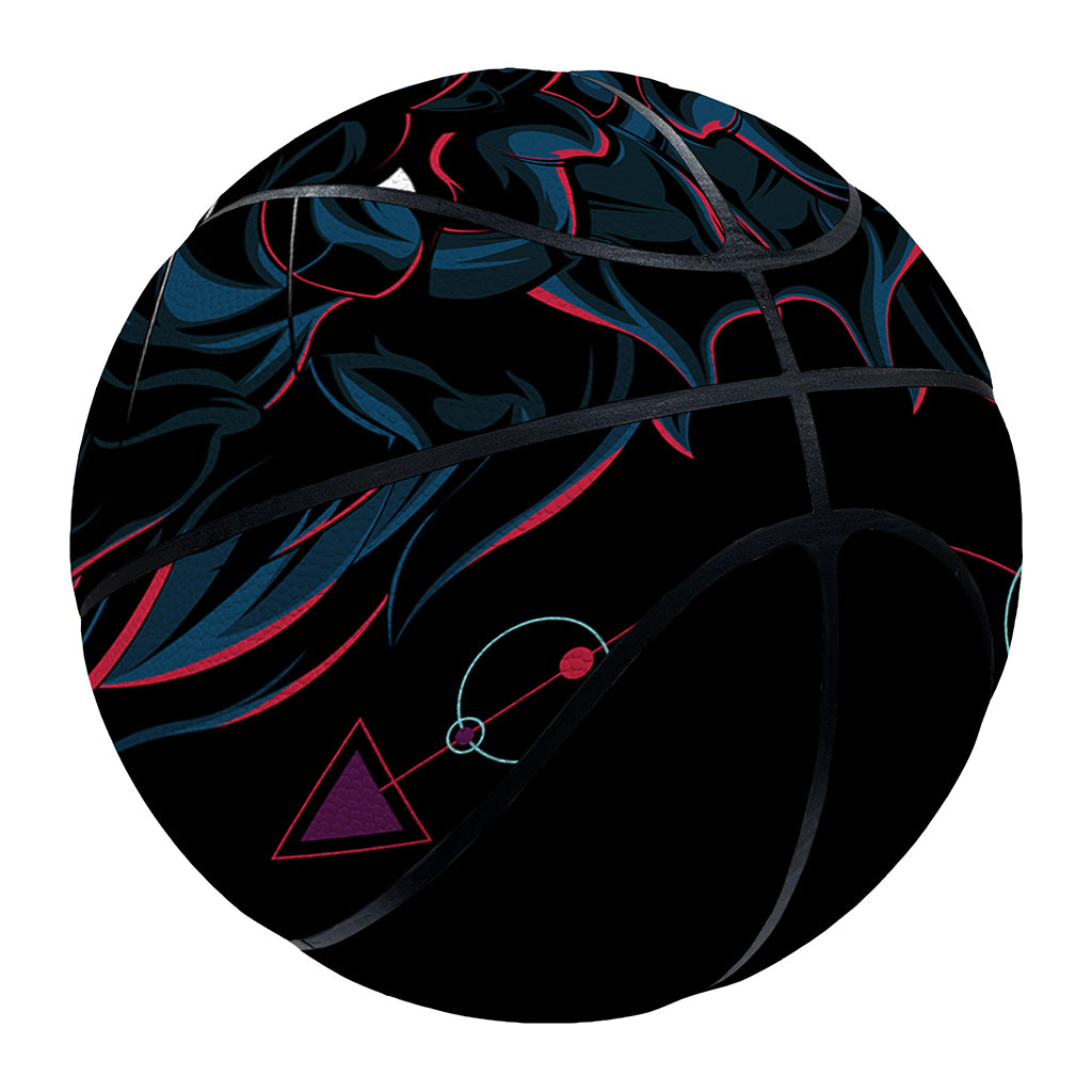 Dark Geometric Wolf Print Basketball