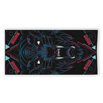 Dark Geometric Wolf Print Beach Towel