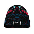 Dark Geometric Wolf Print Beanie