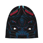 Dark Geometric Wolf Print Beanie