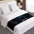 Dark Geometric Wolf Print Bed Runner