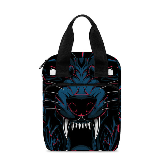 Dark Geometric Wolf Print Bible Tote Bag