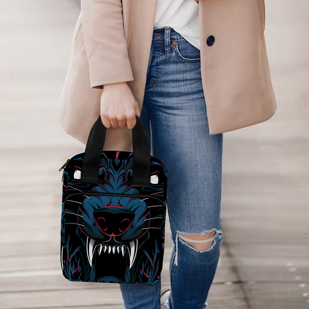 Dark Geometric Wolf Print Bible Tote Bag