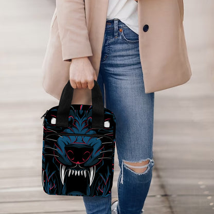 Dark Geometric Wolf Print Bible Tote Bag