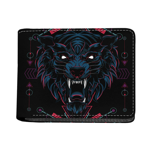 Dark Geometric Wolf Print Bifold Wallet