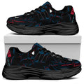 Dark Geometric Wolf Print Black Chunky Shoes
