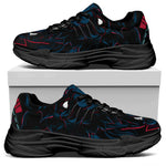 Dark Geometric Wolf Print Black Chunky Shoes